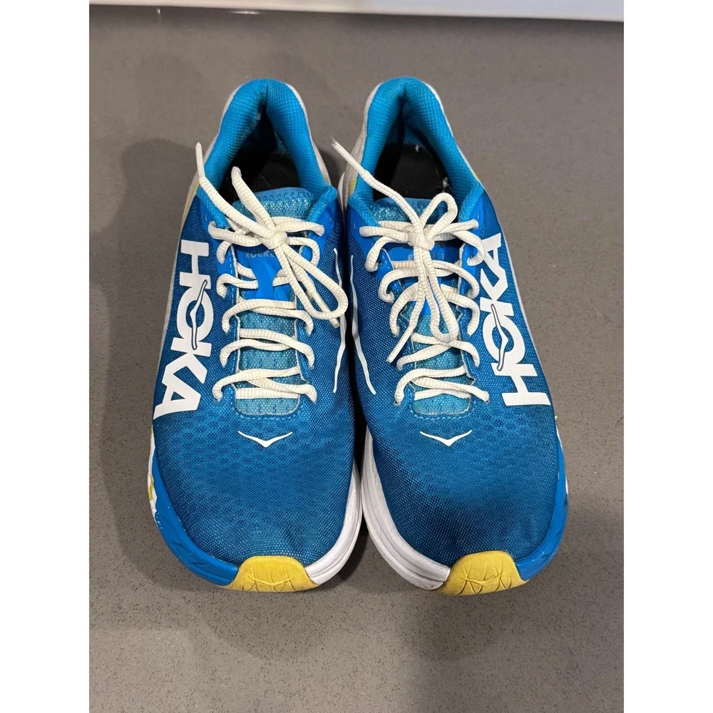 Hoka One One Rocket X Mens 10.5 Womens 11.5 Blue White Carbon Road Running Shoes